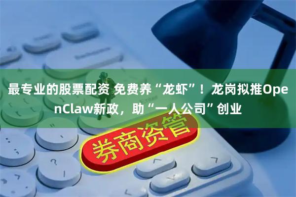 最专业的股票配资 免费养“龙虾”！龙岗拟推OpenClaw新政，助“一人公司”创业
